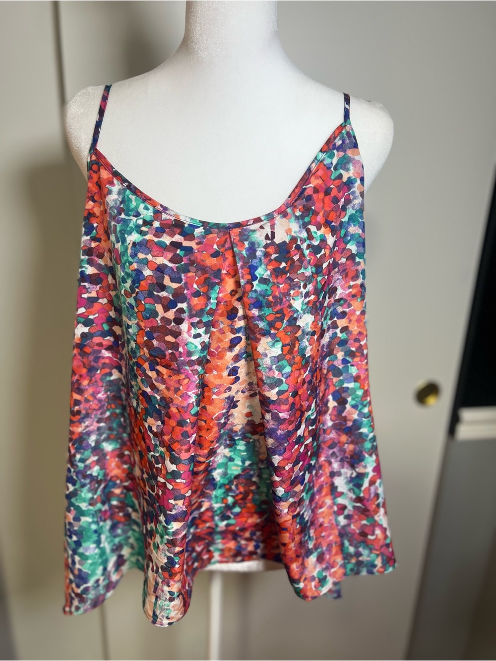 Bisou Bisou Multicolor Abstract Spaghetti Strap Camisole